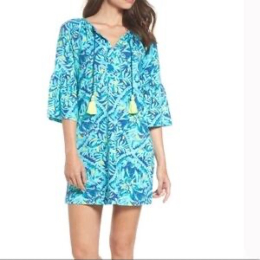 *Lilly Pulitzer Del Lago Tunic Dress Indigo Midnight Cove Womens Medium